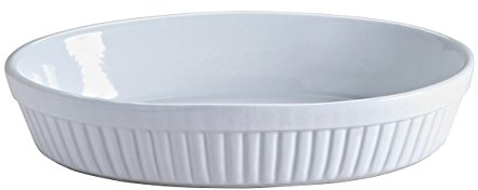 Mason Cash, Pirofila Ovale e Piatto da Portata in Ceramica, 21 x 12 x 4 cm, Colore Bianco, Ceramica, Bianco, 28 x 19 x 6 cm