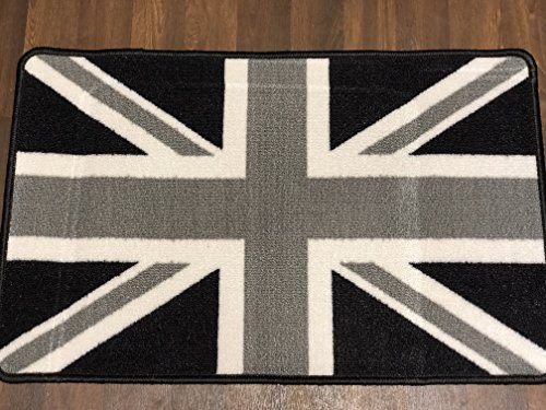 Non Slip Union Jack Door Mat 50x80cm Black/Grey/White