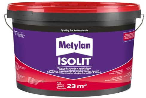 Metylan Isolit, Adesivo in Pasta Bianco per Applicazione di Polistirolo, Poliuretano espanso, Lana di Roccia e di Vetro, Rivestimenti in Sughero e di Isolanti Termici ed Acustici, Secchio da 7Kg