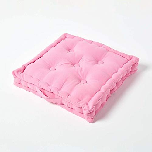 HOMESCAPES Coussin de Chaise de Couleur Rose Fait en 100% Coton de 40x40 cm pour Chaise de Salon et Chaise de Jardin