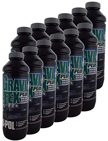 Gravitex U-Pol Grey Professional Stone Chip Protector 12 x 1 Litre Underbody, Vehicle Stone Chip Protection Primer Can be Over Painted