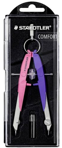 Staedtler 556 00-N2 ST Mars Comfort Zirkel, Geometriezirkel, Etui mit Klappdeckel, Neon/Rosa-Violett