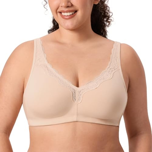 DELIMIRA Dam-BH utan bygel i plusstorlek i bomull Beige 85B