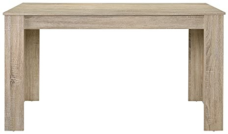 [en.casa] Mesa de Comedor Nora para 6 Personas Mesa de Cocina Rectangular Tablero de 2 Piezas Estable MDF Chapado 140 x 90 x 77 cm - Efecto Roble Claro