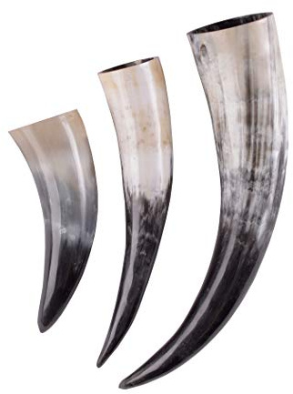 Dryckeshorn gjord av äkta horn ca. 0,5 liter - Mead Horn för honungsvin från medeltiden, vikingar och Larp