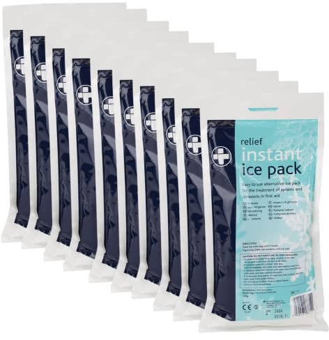 Reliance Medical 200g Relief Instant Ice Pack - Disposable Cold Therapy Ice Packs, Instant Pain Relief for Back, Neck, Ankle, Sprains, Abrasions, Headaches and Toothache (Pack of 10)