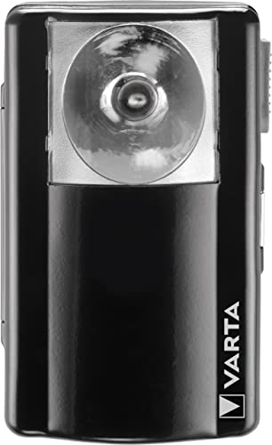VARTA Taschenlampe, Palm Light, Leuchte, Lampe, Taschenleuchte mit praktischem Befestigungsclip, aus stilvollem Metall, unbestückt, Schwarz