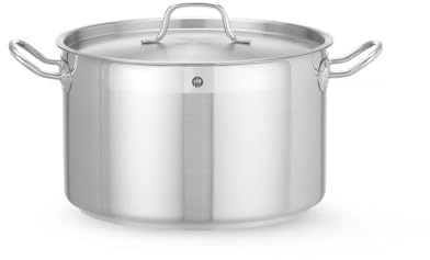 HENDI Marmite, médiane, couvercle avec trous de vapeur, pot de cuisson, casserole, braisière, faitout, convient à toutes les sources de chaleur, lavable au lave-vaisselle, 10L, ø280x(H)170mm, inox