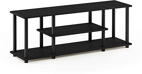 Furinno Meubles TV de Divertissement à 3 Niveaux, Panneau de Particules, Noyer/Noir, 55 Pouces, Walnut/Black, Inch