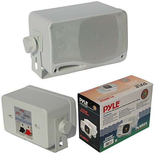 Pyle PLMR24 BIANCHE COPPIA DI CASSE E IMPERMEABILI RESISTENTI ALL'ACQUA E AL SOLE PER INTERNI ESTERNI PISCINA BARCA GOMMONE HOTEL PUB BAR ALL'APERTO 15,00 CM 200 WATT RMS 400 WATT MAX DA ASCOLTO