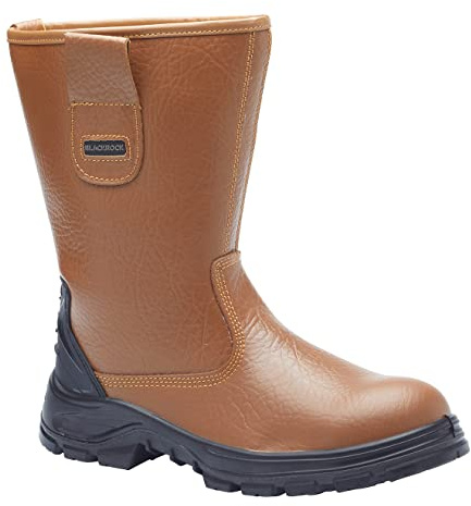 Blackrock S1-P SRC Safety Rigger Work Boots, Mens Womens Steel Toe Cap Tan Leather, Working Boots, Safety Shoes, Protective Midsole, Gardening, Work & Utility Footwear, Construction - Size 12