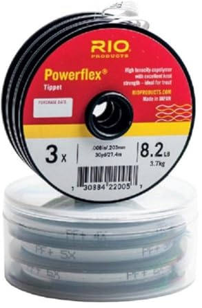RIO PRODUCTS Powerflex Tippet, Freshwater Fly Fishing Trout Tippet, Superb Knot Strength, Stretch, and Suppleness, 30yd Spools, 3 Pack, 3X - 5X