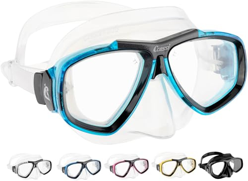 CRESSI Focus Mask Clear/Frame Aquamarine - Professional Erwachsene Tauchmaske aus High Seal, Optionale Optische Gläser Erhältlich, Klar/Aquamarin, Einheitsgröße
