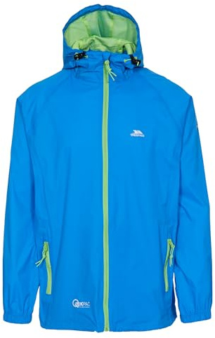Trespass Adults Waterproof Jacket Qikpac - Lightweight Packaway Raincoat, 2 Zip Pockets, Full Body Front Zip, Adjustable Hood, Storm Flap, Ventilated Back, Foldable Packs in Pouch