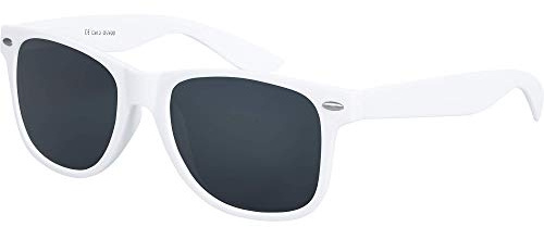 Balinco Lunettes de soleil UV400 CAT 3 CE Rubber - avec charnière à ressort pour femmes et hommes (blanc - smoke)