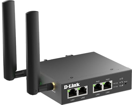D-Link DWM-314-TP/E Router Modem PoE Multi-Connect 4G | LTE Cat.4 Industriale, Porte Dual PoE+, Switch Ethernet 4 Porte, Sicurezza VPN, Resistenza Estrema, Montaggio DIN-Rail