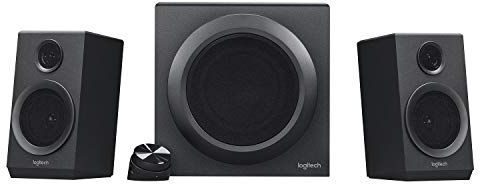 Logitech Z333 2.1 Lautsprecher-System mit Subwoofer, Satter Bass, 80 Watt Spitzenleistung, 3.5mm & Cinch-Eingänge, Multi Device, Steuergerät, EU Stecker, PC/PS4/Xbox/TV/Smartphone/Tablet - Schwarz