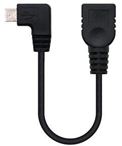 NANOCABLE 10.01.3100 - Cable USB 2.0 OTG acodado (On-The-GO), Tipo Micro A/M-A/H, Macho-Hembra, Negro, 15cm