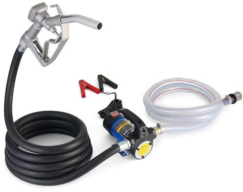 Orion Motor Tech Diesel Transfer Pump, 12 Volt Fuel Transfer Pump with Nozzle Hoses for Transferring Diesel, Kerosene, Self Priming DC Electric Fuel Pump Kit, Oil Not Included