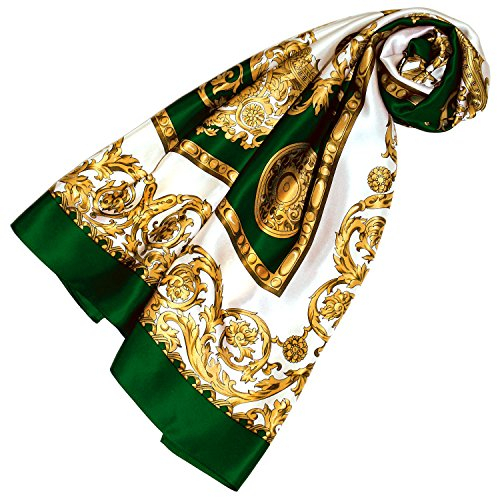 Lorenzo Cana Luxus Seidentuch aufwändig bedruckt Tuch 100% Seide 100 cm x 100 cm gruen gold weiss Damentuch Schaltuch 8900966
