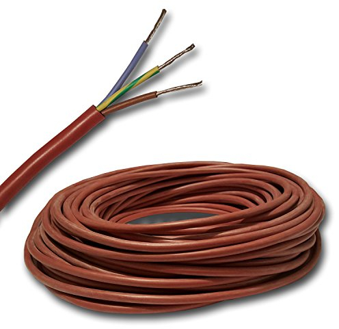 EBROM - SIHF - Câble en silicone, 3 mètres, par exemple pour votre sauna - 3 x 1,5 mm² - Rouge/rougeâtre