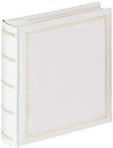 walther Design Photo Album White 200 Photos 10 x 15 cm Memo Slip-in Album Imitation Leather with Embossing, Monza ME-138-W