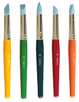 Künstlerpinsel Silikon Pinselset Modellierpinsel 5er Set Shaper für Acrylfarben Strukturpasten Gele - Grösse 10