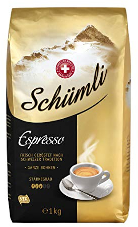 Schümli Espresso Ganze Kaffeebohnen 1kg - Stärkegrad 3/5 - UTZ-zertifiziert , 1kg (1er Pack) medium roast