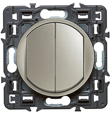 LEGRAND - Interrupteur Poussoir Double Céliane - 6A - Commande d'Eclairage Silencieuse - Prêt à Installer - Fabriqué En France - Titane