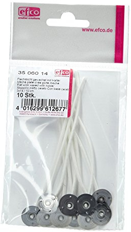 Efco – Flachdocht gewachst mit Halter, Baumwolle, weiß, 3 X 14 X 10 cm, 10 Stück