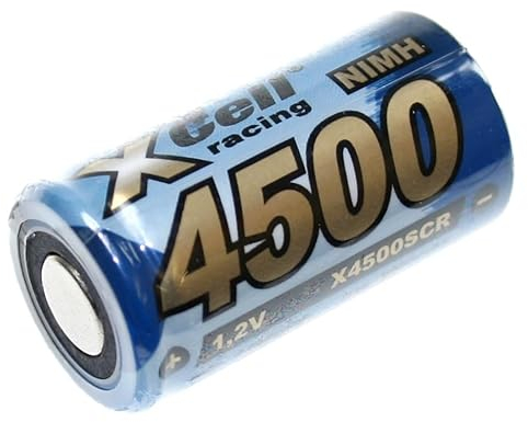 XCell Akku X4500SCR Sub-C Hochstrom Flattop (Spannung 1,2 V, Höhe 43 mm, Gewicht 77 g, ø 23 mm, 4300 mAh, NI-MH-Akku, Wiederaufladbar) 123411