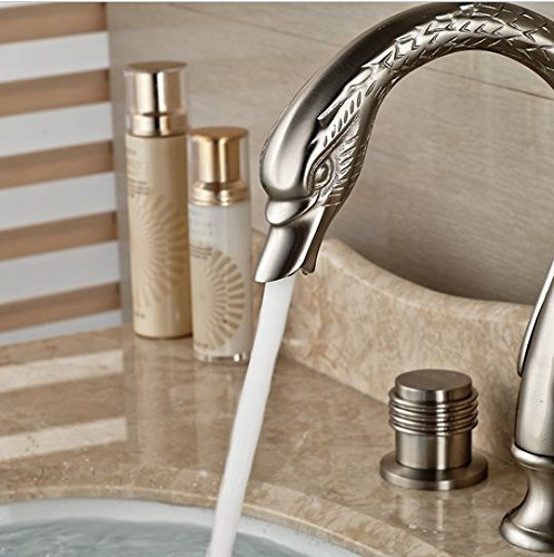 Gowe Mélangeur de salle de bain Nickel brossé Lavabo Robinet double poignées robinet mitigeur