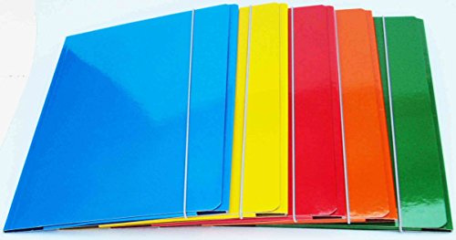 Pool Over - Cartella con Elastico Archivia A4 3 Lembi Rosso, Verde, Blu, Giallo, Arancione