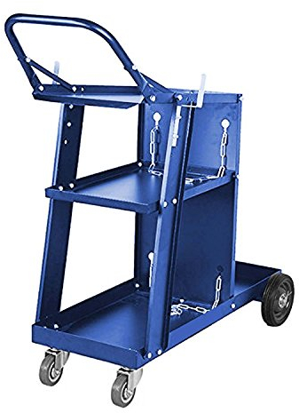 Blue Welding Cart Plasma Cutter Welder Mig Tig Arc Storage for Tanks Gas Bottle