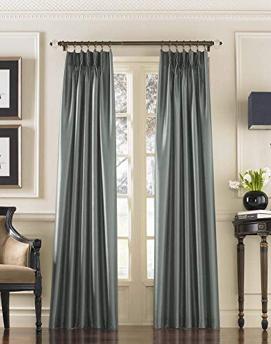 Curtainworks Marquee Faux Silk Pinch Pleat Curtain, 1 Panel, 30 by 132, Teal