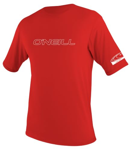 O'Neill Men's Basic Skins UPF 50+ Short Sleeve Sun Shirt, Red, Large