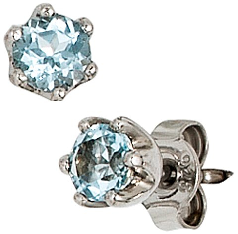 Jobo Damen-Ohrstecker aus 925 Sterling Silber mit Blautopas Rund