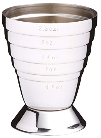 Bar Craft Jigger Messbecher, für Alkohol, Edelstahl, mit 6 Maßmarkierungen, 75 ml Volumen, 7 cm x 5,5 cm