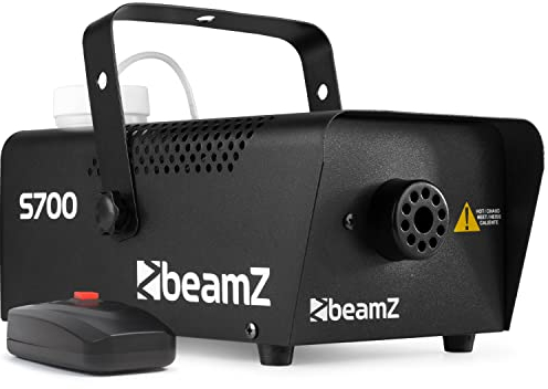 BeamZ S700 Máquina de humo con control remoto, Máquina de humo de 700 vatios, Máquina de humo para Halloween, Bodas, Fiestas en casa, Niebla de fiesta para efectos de luz, color Negro