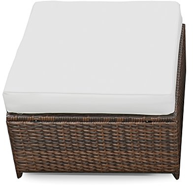 XINRO® Polyrattan Lounge Möbel Hocker braun - Gartenmöbel Polyrattan Lounge Fusshocker, Loungehocker - durch andere Polyrattan Lounge Gartenmöbel Elemente erweiterbar