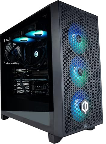 CyberPowerPC Luxe Gaming PC - AMD Ryzen 7 5700X, Nvidia RTX 5060 Ti 8GB, 32GB RAM, 1TB NVMe SSD, 650W 80+ PSU, Wi-Fi, Liquid Cooling, Windows 11, Trigon RGB