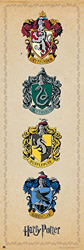 Grupo Erik Harry Potter House Crests Door Poster - 20.8 x 62.2 inches / 53 x 158 cm - Shipped Rolled Up - Cool Art