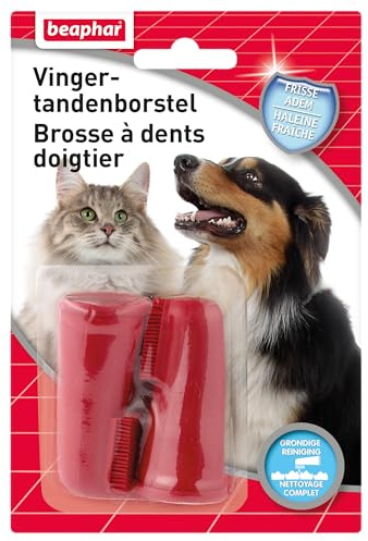 BEAPHAR - 2 cepillos de Dientes para Perros y Gatos - Suave y Flexible - Práctico y fácil de Usar - Limpieza Completa, precisa y eficaz - No daña Las encías