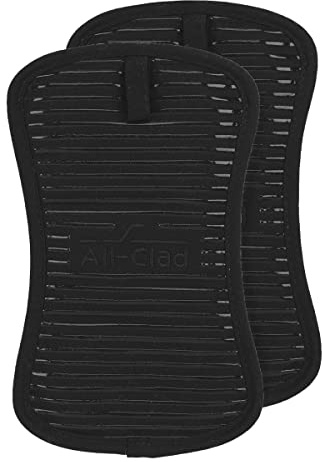 All-Clad Premium Pot Holder & Hot Pad: Heat Resistant to 500 Degrees - 100% Cotton, 10x6.25 Hot Pad for Kitchen and Barbeque, (2-Pack), Black