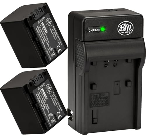 NPFV70 Battery & Charger Kit for Sony DCR-SX63 DCR-SX65 DCR-SX83 DCR-SX85 Handycam Camcorder - Includes Qty 2 NP-FV70 Batteries + AC/DC Battery Charger