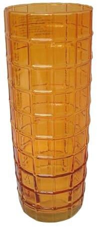 Jarron FLORERO Cristal Reciclado ESCOCES Cuadros PEQUEÑO Naranja