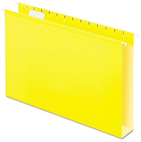 Pendaflex Extra Capacity Reinforced Hanging Folders, 2, Legal Size, Yellow, 1/5 Cut, 25/BX (4153x2 YEL)