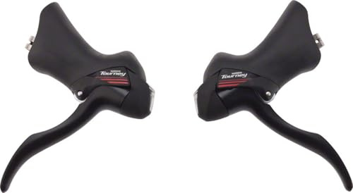 SHIMANO Tourney 3 x 7-Speed STI Lever Set, Black Aluminium, Modern Style, Ambidextrous, Polished Finish, Bicycle Gear Shift Lever Set