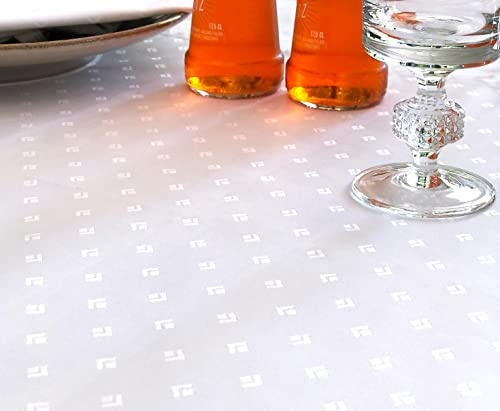 Libusch® Damast-Tischdecke Leila, Weiss, modernes Muster, Baumwolle, rechteckig, Hochzeit,140x300cm