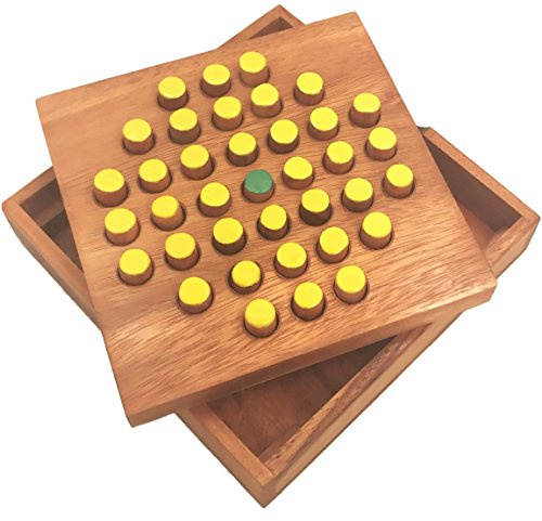 Solitaire Hexagon 37 Pegs - Strategy Wooden Game